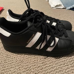 addidas superstar black white and gold womens  size 5 shoe hardly worn